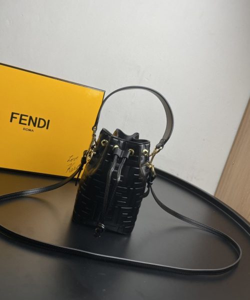 1:1 Replica Fendi Mon Tresor Black Mini Bag For Woman 18cm/7in 8BS010A3ZGF0KUR