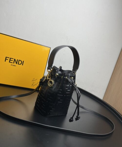 1:1 Replica Fendi Mon Tresor Black Mini Bag For Woman 18cm/7in 8BS010A3ZGF0KUR