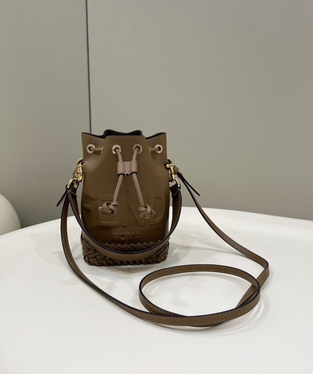 1:1 Replica Fendi Mon Tresor Brown Mini-bag with stitching For Woman 18cm/7in - Image 4