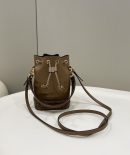 1:1 Replica Fendi Mon Tresor Brown Mini-bag with stitching For Woman 18cm/7in