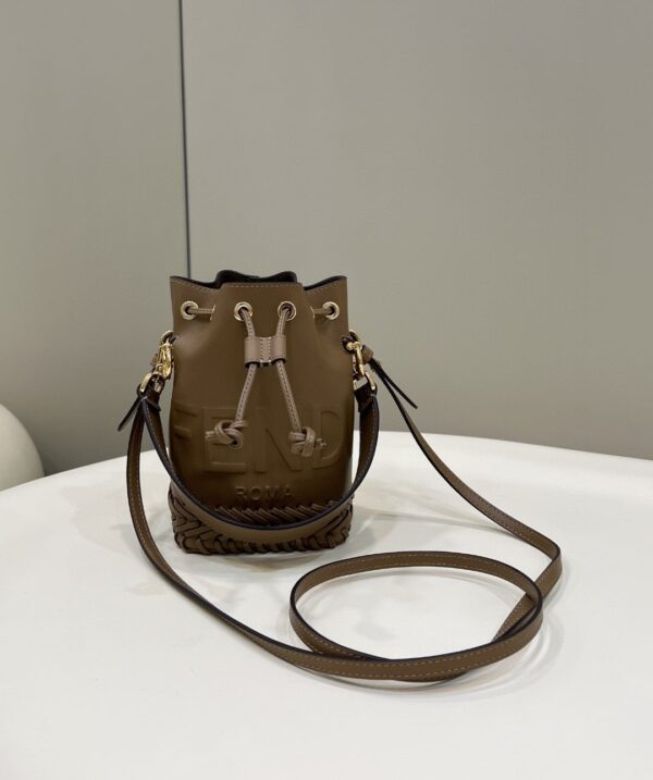 1:1 Replica Fendi Mon Tresor Brown Mini-bag with stitching For Woman 18cm/7in