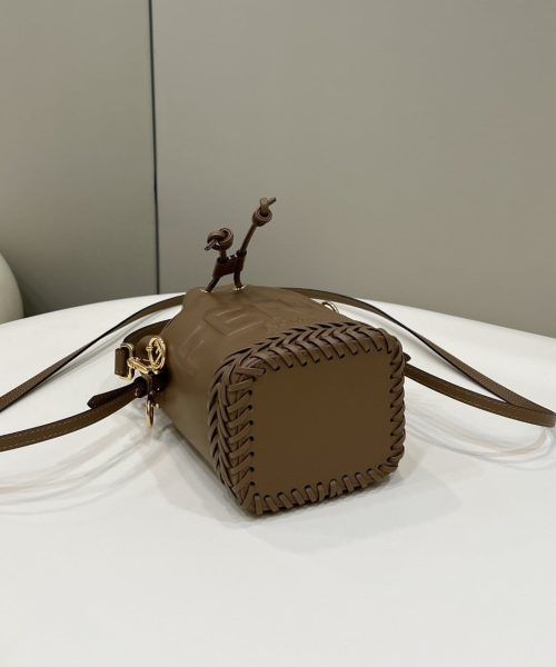 1:1 Replica Fendi Mon Tresor Brown Mini-bag with stitching For Woman 18cm/7in