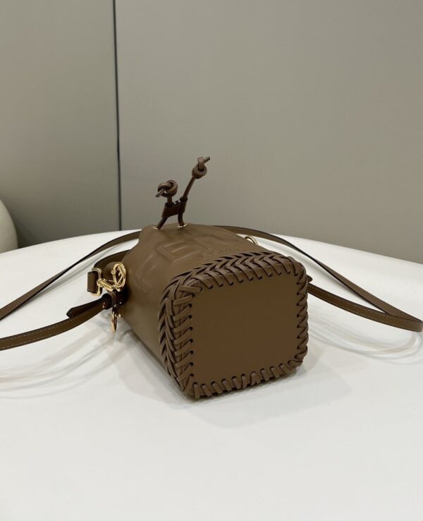1:1 Replica Fendi Mon Tresor Brown Mini-bag with stitching For Woman 18cm/7in