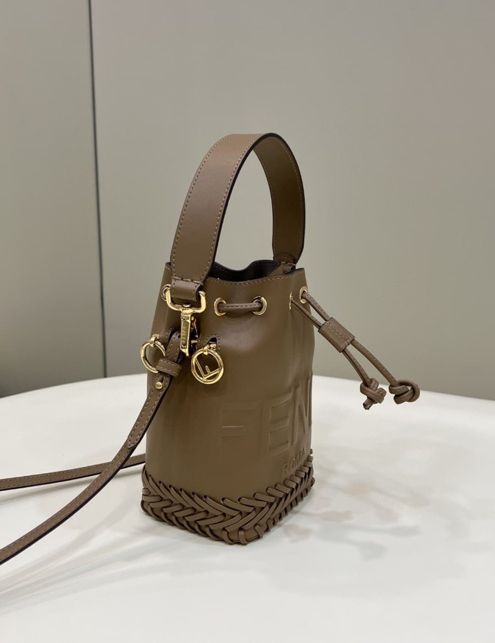 1:1 Replica Fendi Mon Tresor Brown Mini-bag with stitching For Woman 18cm/7in - Image 3
