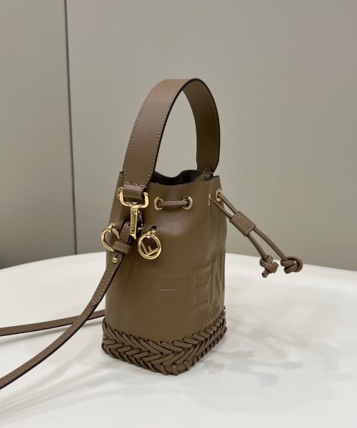 1:1 Replica Fendi Mon Tresor Brown Mini-bag with stitching For Woman 18cm/7in
