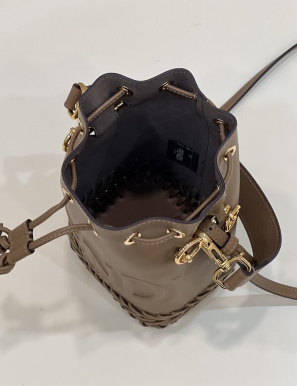 1:1 Replica Fendi Mon Tresor Brown Mini-bag with stitching For Woman 18cm/7in