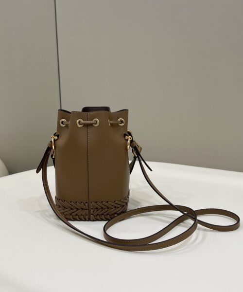 1:1 Replica Fendi Mon Tresor Brown Mini-bag with stitching For Woman 18cm/7in