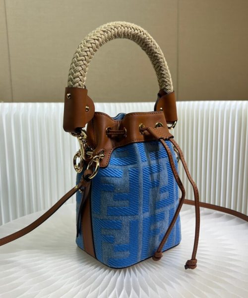 1:1 Replica Fendi Mon Tresor Mini Bag Blue/Beige For Women 18cm / 7.1in