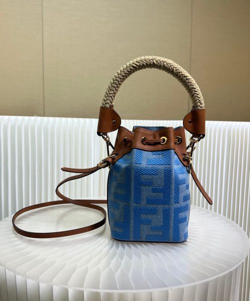 1:1 Replica Fendi Mon Tresor Mini Bag Blue/Beige For Women 18cm / 7.1in