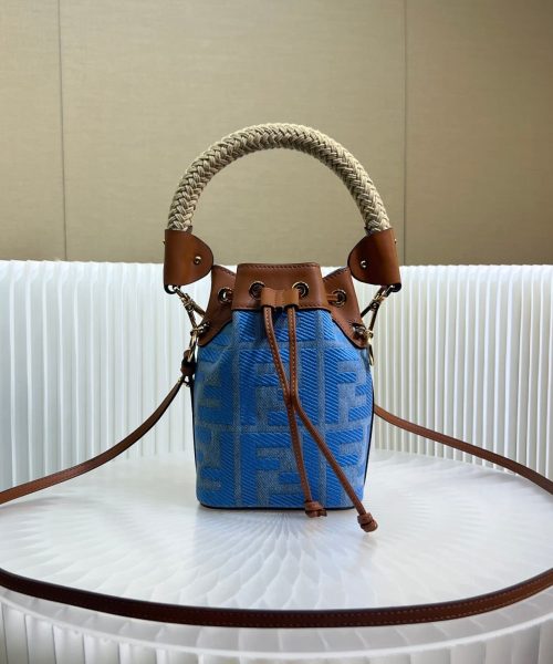 1:1 Replica Fendi Mon Tresor Mini Bag Blue/Beige For Women 18cm / 7.1in