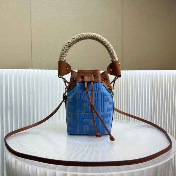 1:1 Replica Fendi Mon Tresor Mini Bag Blue/Beige For Women 18cm / 7.1in