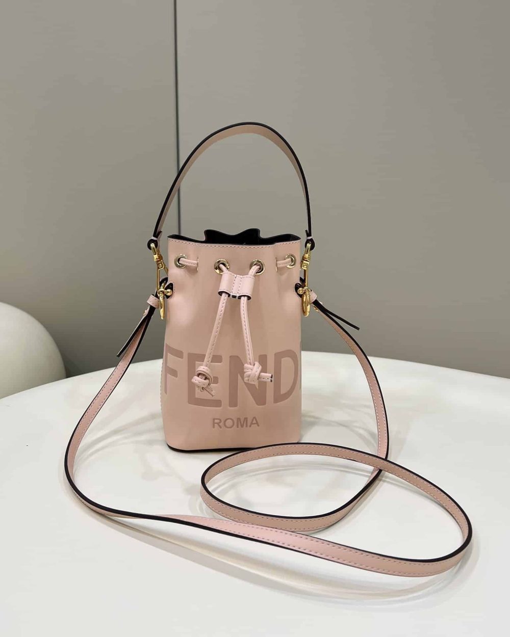 1:1 Replica Fendi Mon Tresor Pale Pink For Women, Women's Handbags, Shoulder And Crossbody Bags 7.1in/18cm FF 8BS010AC9LF14N1