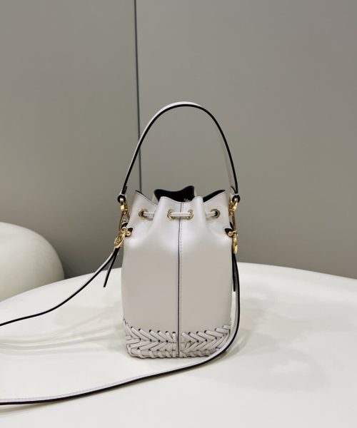 1:1 Replica Fendi Mon Tresor White Mini-bag with stitching For Woman 18cm/7in 8BS010AGV0F0K7E