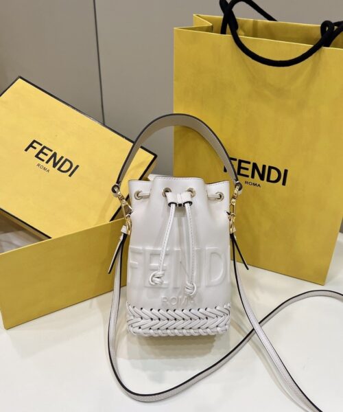 1:1 Replica Fendi Mon Tresor White Mini-bag with stitching For Woman 18cm/7in 8BS010AGV0F0K7E