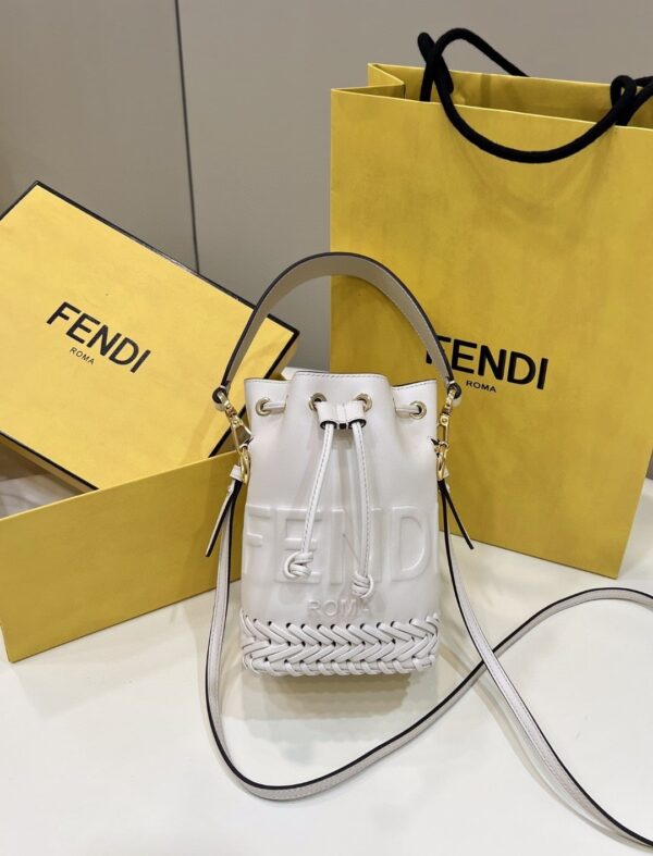 1:1 Replica Fendi Mon Tresor White Mini-bag with stitching For Woman 18cm/7in 8BS010AGV0F0K7E