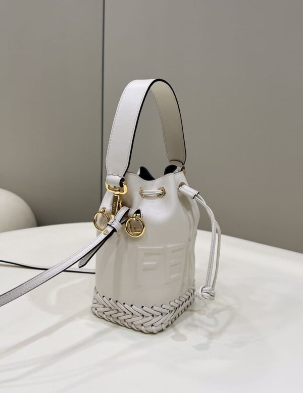 1:1 Replica Fendi Mon Tresor White Mini-bag with stitching For Woman 18cm/7in 8BS010AGV0F0K7E