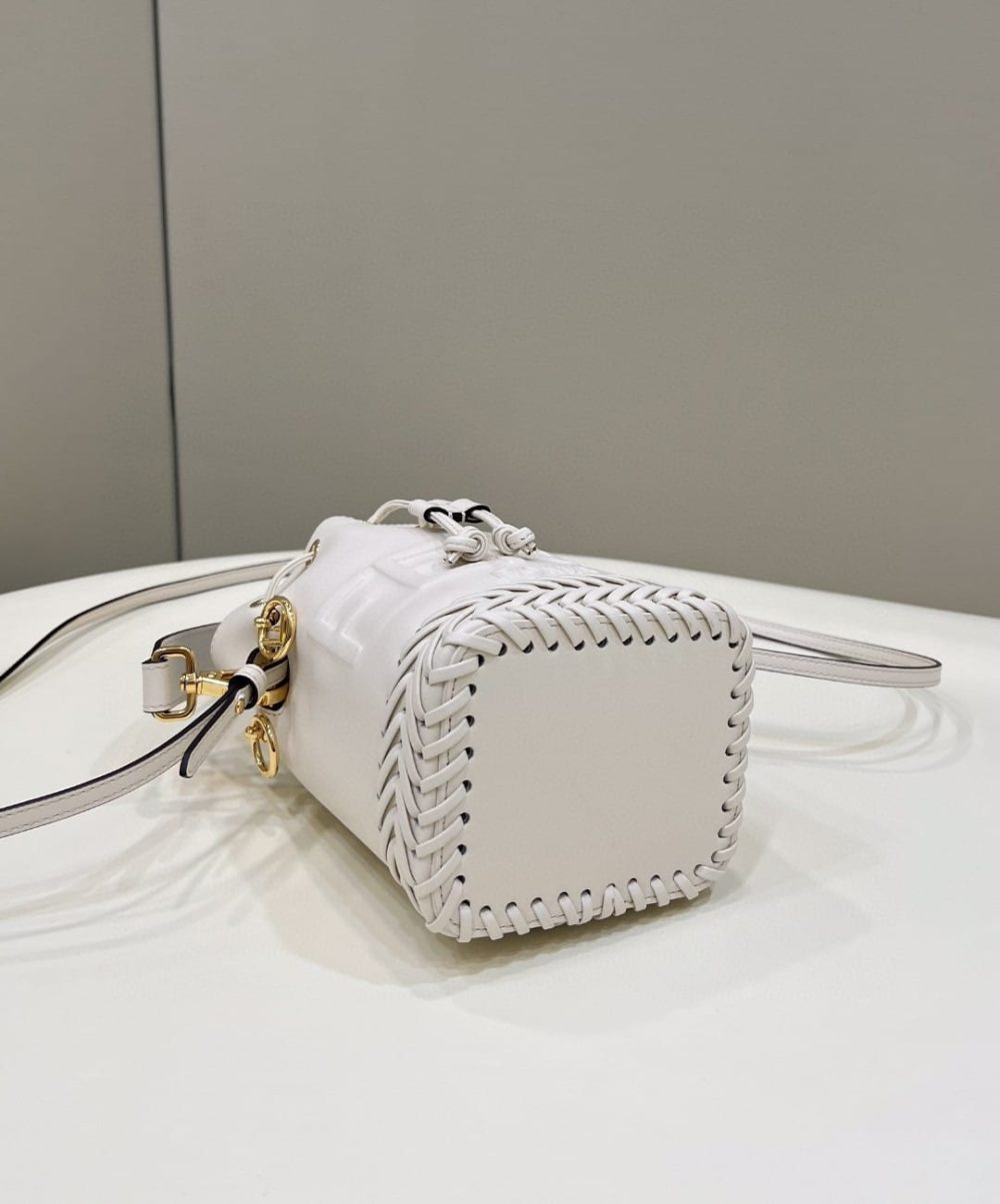 1:1 Replica Fendi Mon Tresor White Mini-bag with stitching For Woman 18cm/7in 8BS010AGV0F0K7E - Image 7