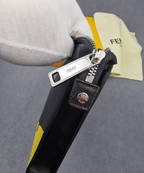1:1 Replica Fendi Monster Eyes Camera Flat Zip Pounch Black, Yellow For Men 27cm/10.5in FF