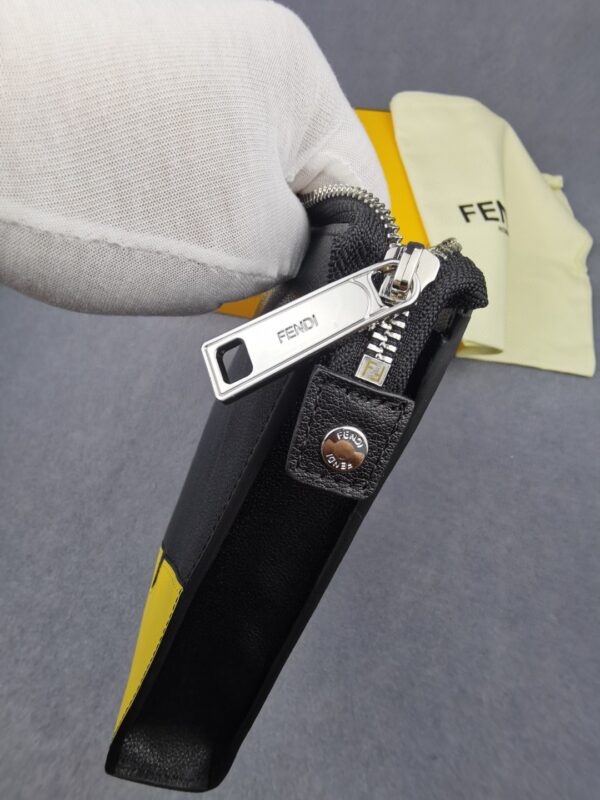 Fendi Monster Eyes Camera Flat Zip Pounch Black, Yellow For Men 27cm/10.5in FF