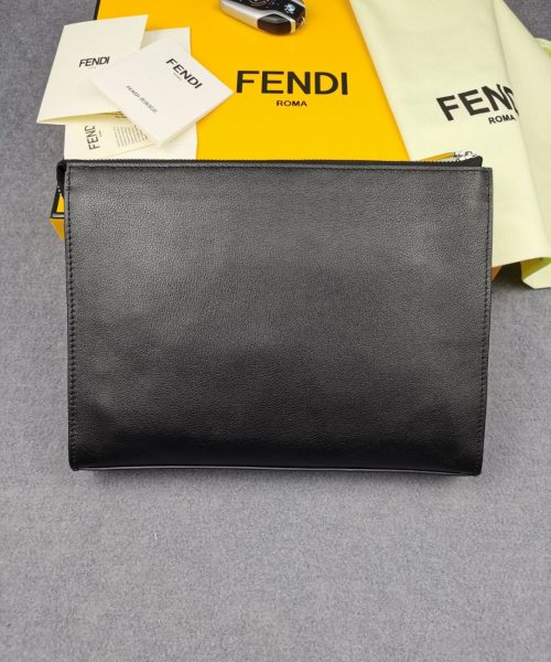 1:1 Replica Fendi Monster Eyes Camera Flat Zip Pounch Black, Yellow For Men 27cm/10.5in FF