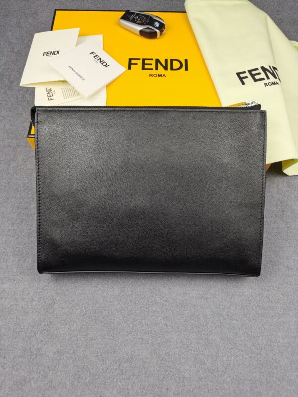 Fendi Monster Eyes Camera Flat Zip Pounch Black, Yellow For Men 27cm/10.5in FF