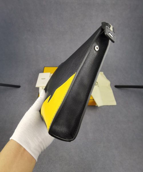 1:1 Replica Fendi Monster Eyes Camera Flat Zip Pounch Black, Yellow For Men 27cm/10.5in FF