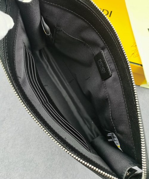 1:1 Replica Fendi Monster Eyes Camera Flat Zip Pounch Black, Yellow For Men 27cm/10.5in FF
