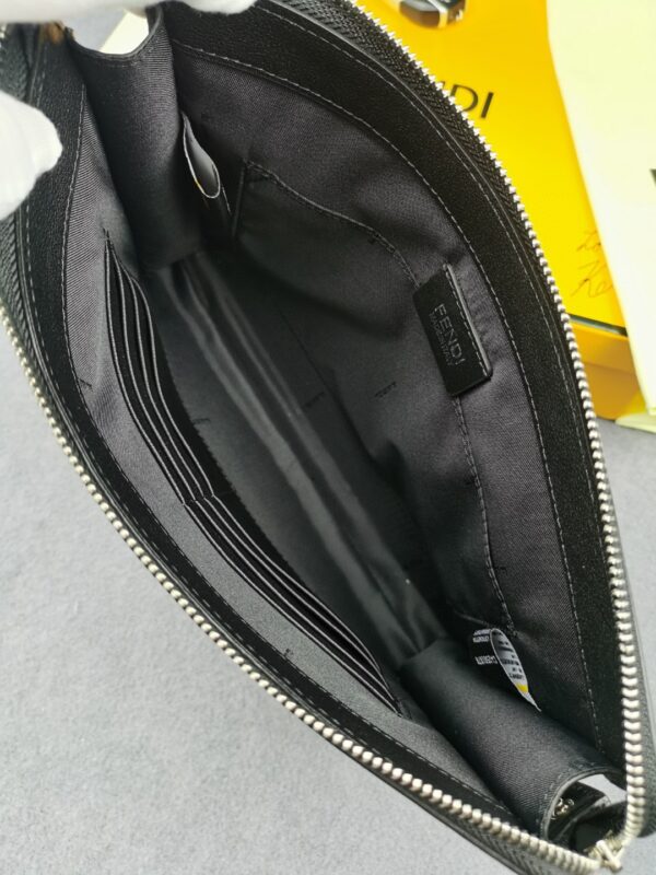 Fendi Monster Eyes Camera Flat Zip Pounch Black, Yellow For Men 27cm/10.5in FF