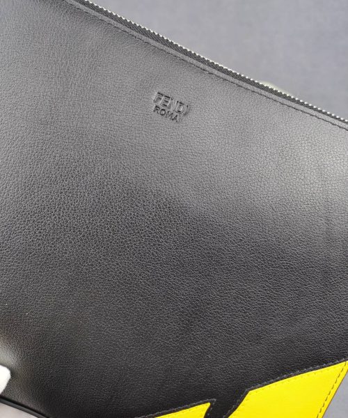 1:1 Replica Fendi Monster Eyes Camera Flat Zip Pounch Black, Yellow For Men 27cm/10.5in FF
