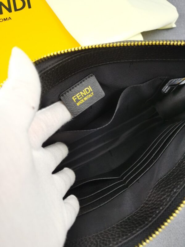Fendi Monster Eyes Flat Zip Pound Clutch in Black with Gold Toned Hardware For Men 27cm/10.5in FF