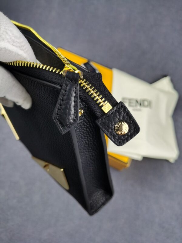 Fendi Monster Eyes Flat Zip Pound Clutch in Black with Gold Toned Hardware For Men 27cm/10.5in FF