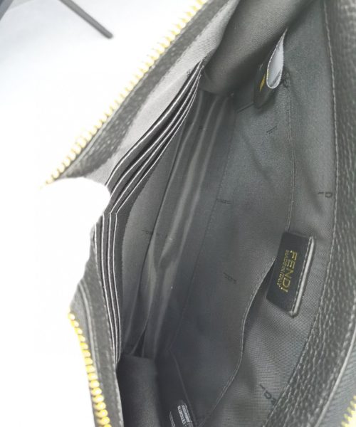 1:1 Replica Fendi Monster Eyes Flat Zip Pound Clutch in Black with Gold Toned Hardware For Men 27cm/10.5in FF