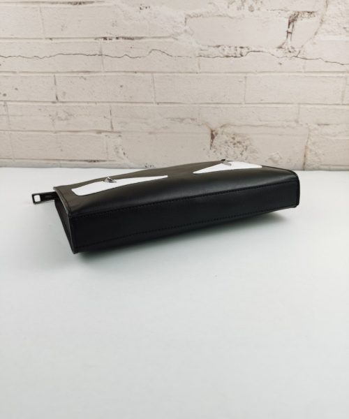 1:1 Replica Fendi Monster Eyes Flat Zip Pound Clutch in Black with Silver Hardware For Men 27cm/10.5in FF