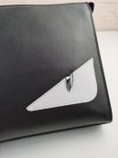1:1 Replica Fendi Monster Eyes Flat Zip Pound Clutch in Black with Silver Hardware For Men 27cm/10.5in FF