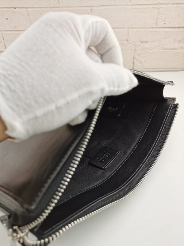 Fendi Monster Eyes Flat Zip Pound Clutch in Black Yellow Eyes with Silver Hardware For Men 27cm/10.5in FF