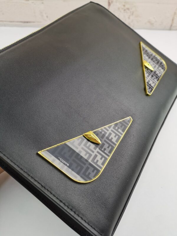 Fendi Monster Eyes Pound in Black with Silver Hardware For Men 27cm/10.5in FF