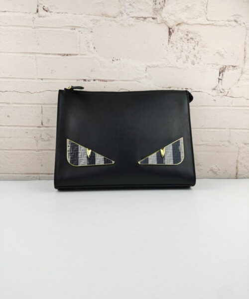 Fendi Monster Eyes Pound in Black with Silver Hardware For Men 27cm/10.5in FF