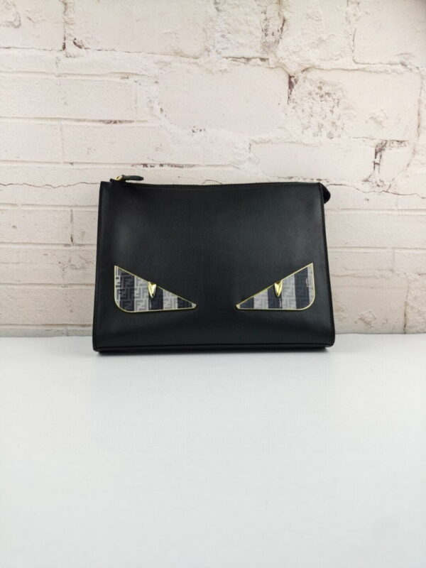 Fendi Monster Eyes Pound in Black with Silver Hardware For Men 27cm/10.5in FF