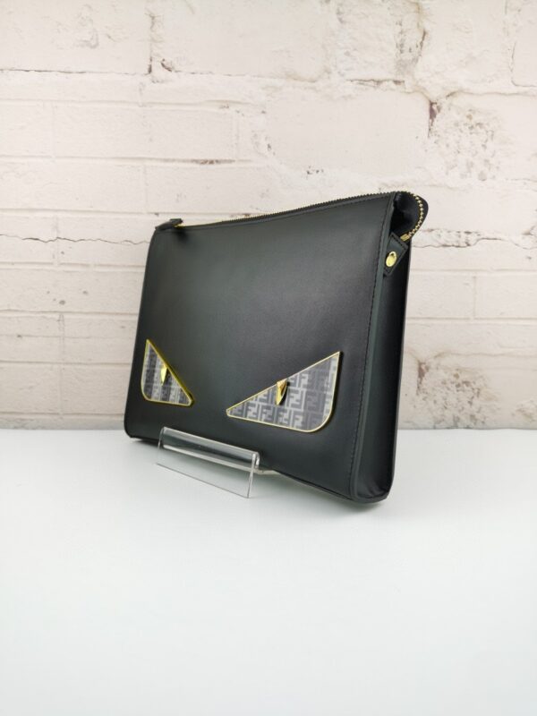 Fendi Monster Eyes Pound in Black with Silver Hardware For Men 27cm/10.5in FF