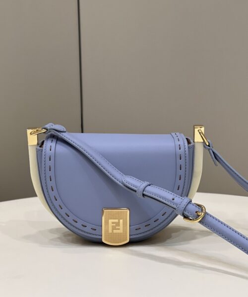 1:1 Replica Fendi Moonlight Saddle Blue Bag For Woman 19cm/7.5in