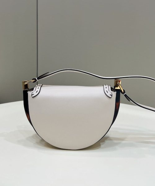 1:1 Replica Fendi Moonlight Saddle White Bag For Woman 19cm/7.5in