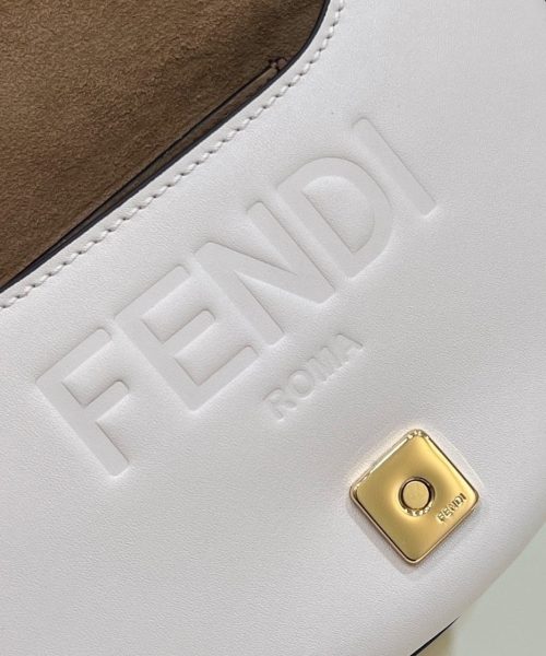 1:1 Replica Fendi Moonlight Saddle White Bag For Woman 19cm/7.5in