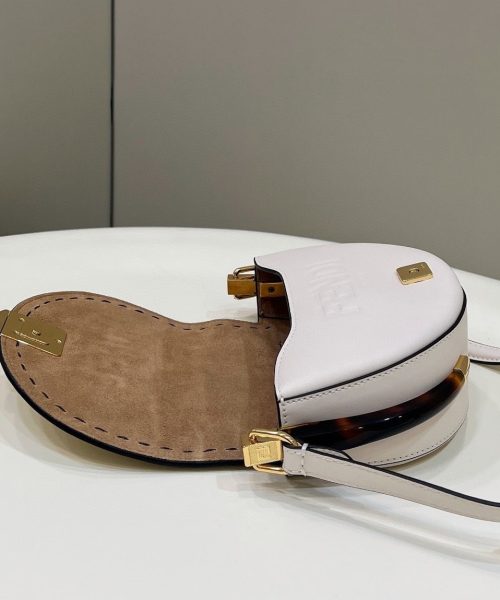 1:1 Replica Fendi Moonlight Saddle White Bag For Woman 19cm/7.5in