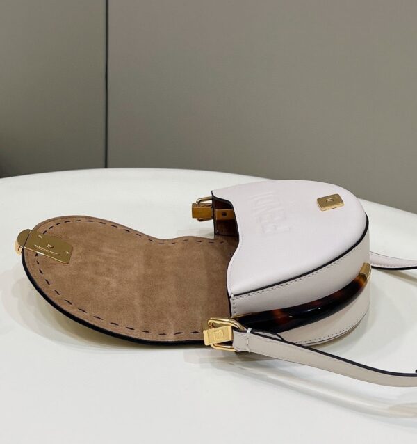 1:1 Replica Fendi Moonlight Saddle White Bag For Woman 19cm/7.5in