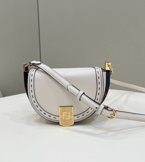 1:1 Replica Fendi Moonlight Saddle White Bag For Woman 19cm/7.5in