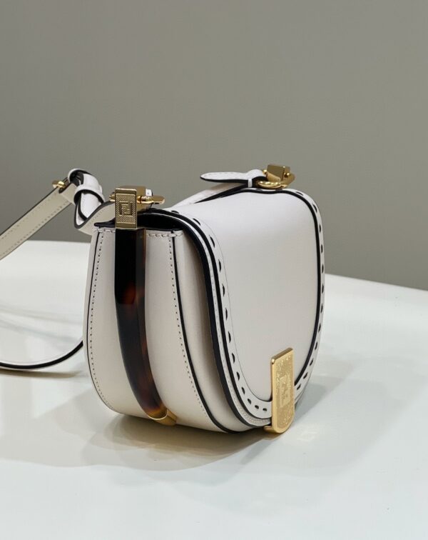 1:1 Replica Fendi Moonlight Saddle White Bag For Woman 19cm/7.5in