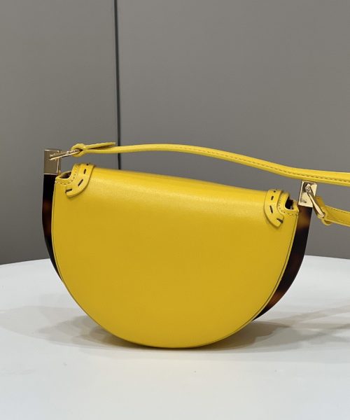 1:1 Replica Fendi Moonlight Saddle Yellow Bag For Woman 19cm/7.5in