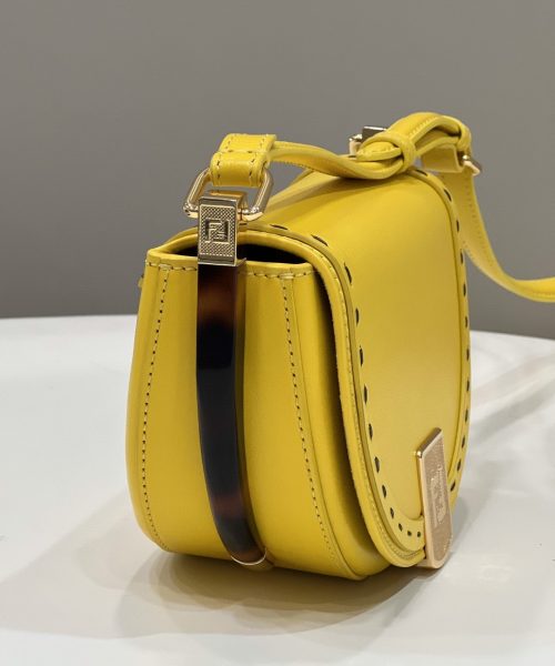 1:1 Replica Fendi Moonlight Saddle Yellow Bag For Woman 19cm/7.5in