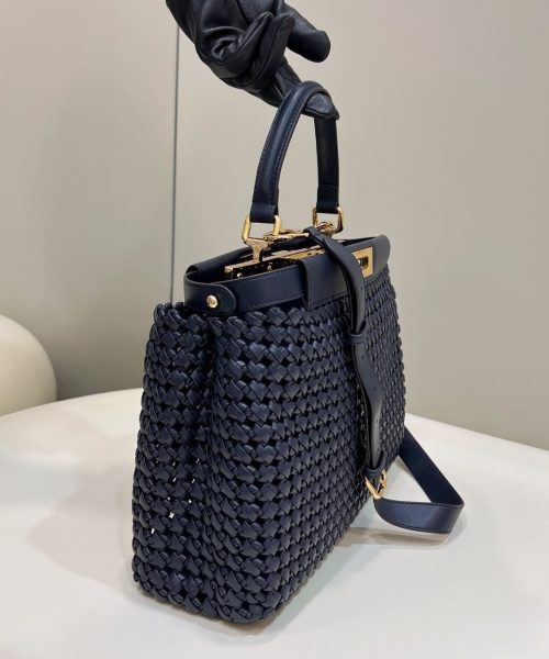 1:1 Replica Fendi Mujer Peekaboo Iconic Navy Blue Bag For Woman 33cm/13in