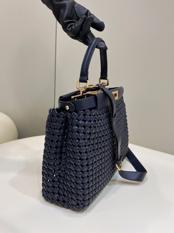 1:1 Replica Fendi Mujer Peekaboo Iconic Navy Blue Bag For Woman 33cm/13in